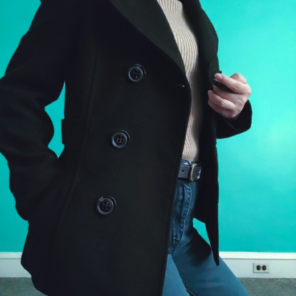 American Rag Cie Short Black Peacoat Trench Coat XS